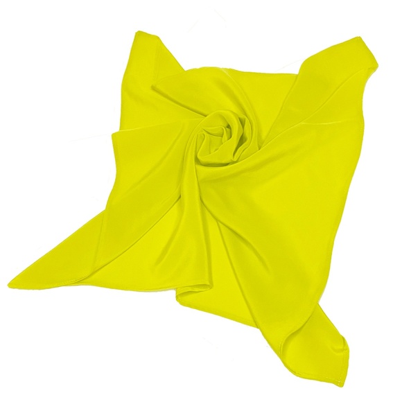 NWT SILKLETTE Flasher Dasher 100% Fine Silk Kerchief Scarf FLUORESCENT YELLOW - Picture 5 of 8